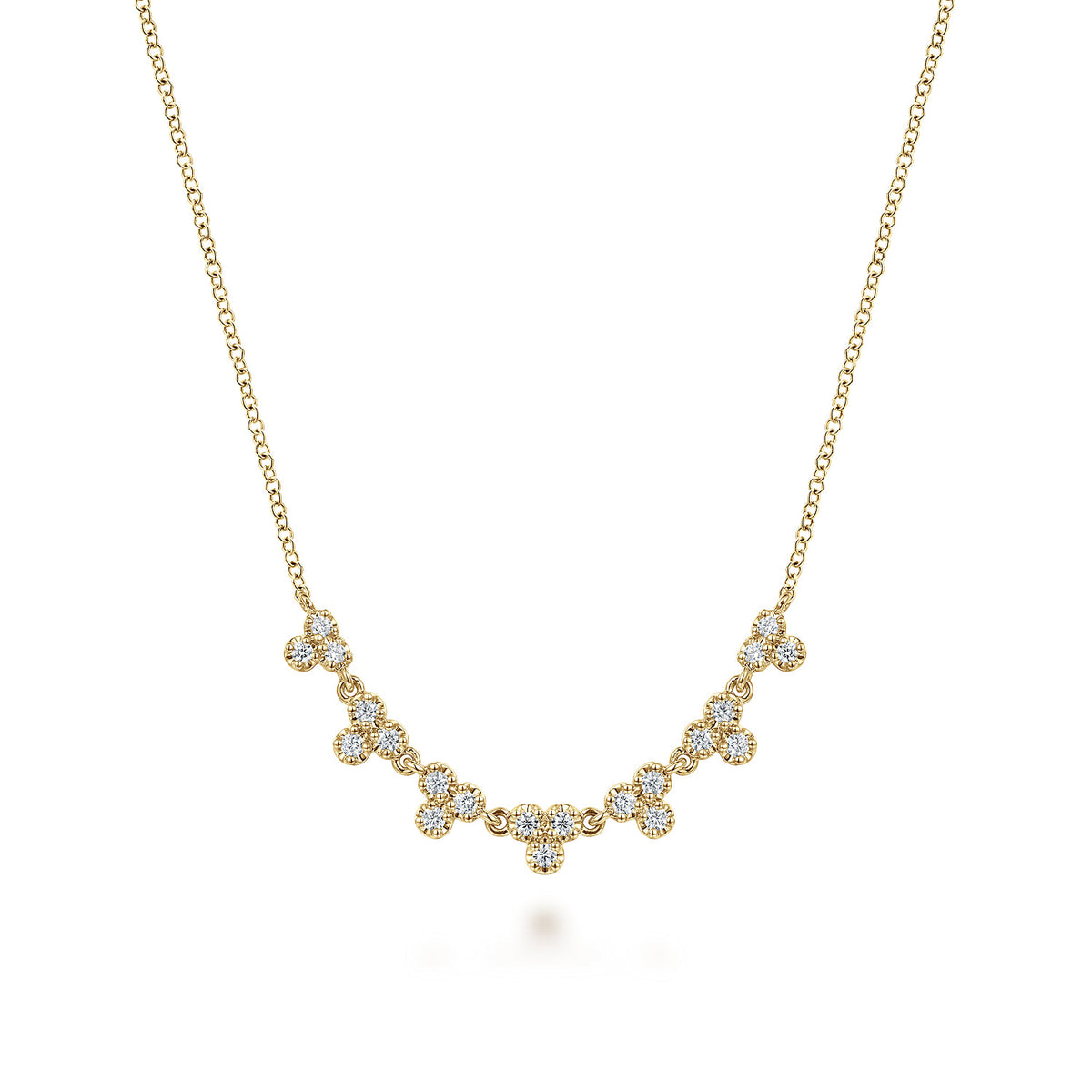 14K Yellow Gold Diamond Droplet Link Necklace — Gabriel & Co. NK7203Y45JJ