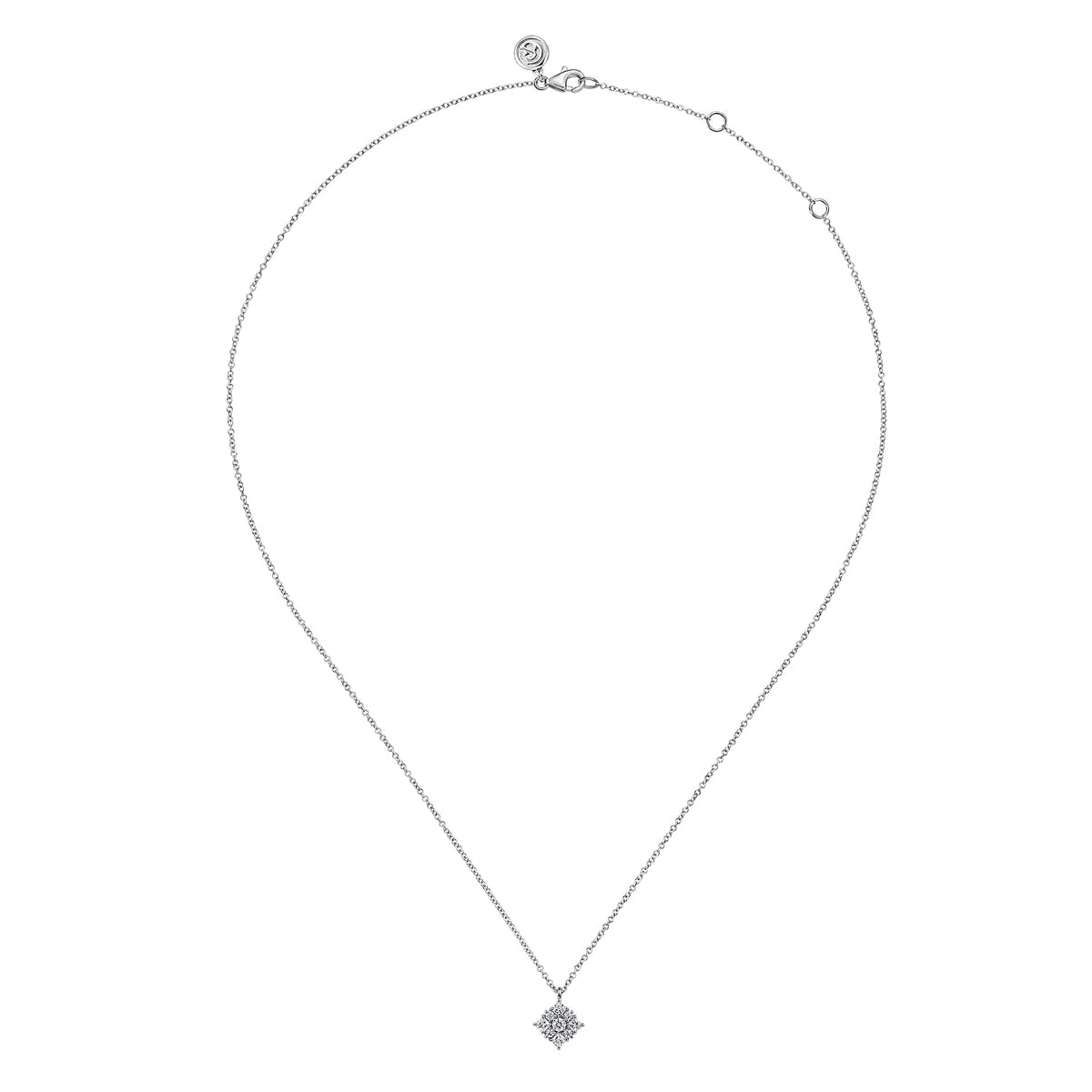 14K White Gold Floral Diamond Pendant Necklace — Gabriel & Co. NK7208W45JJ