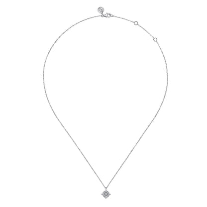 14K White Gold Floral Diamond Pendant Necklace — Gabriel & Co. NK7208W45JJ