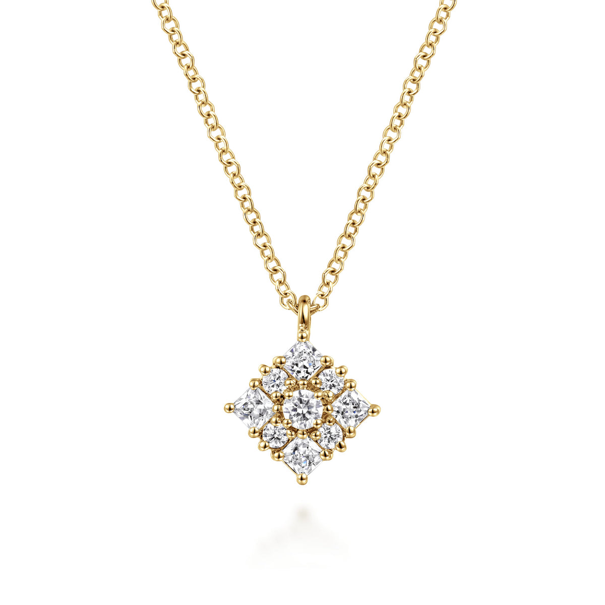 14K Yellow Gold Floral Diamond Pendant Necklace — Gabriel & Co. NK7208Y45JJ