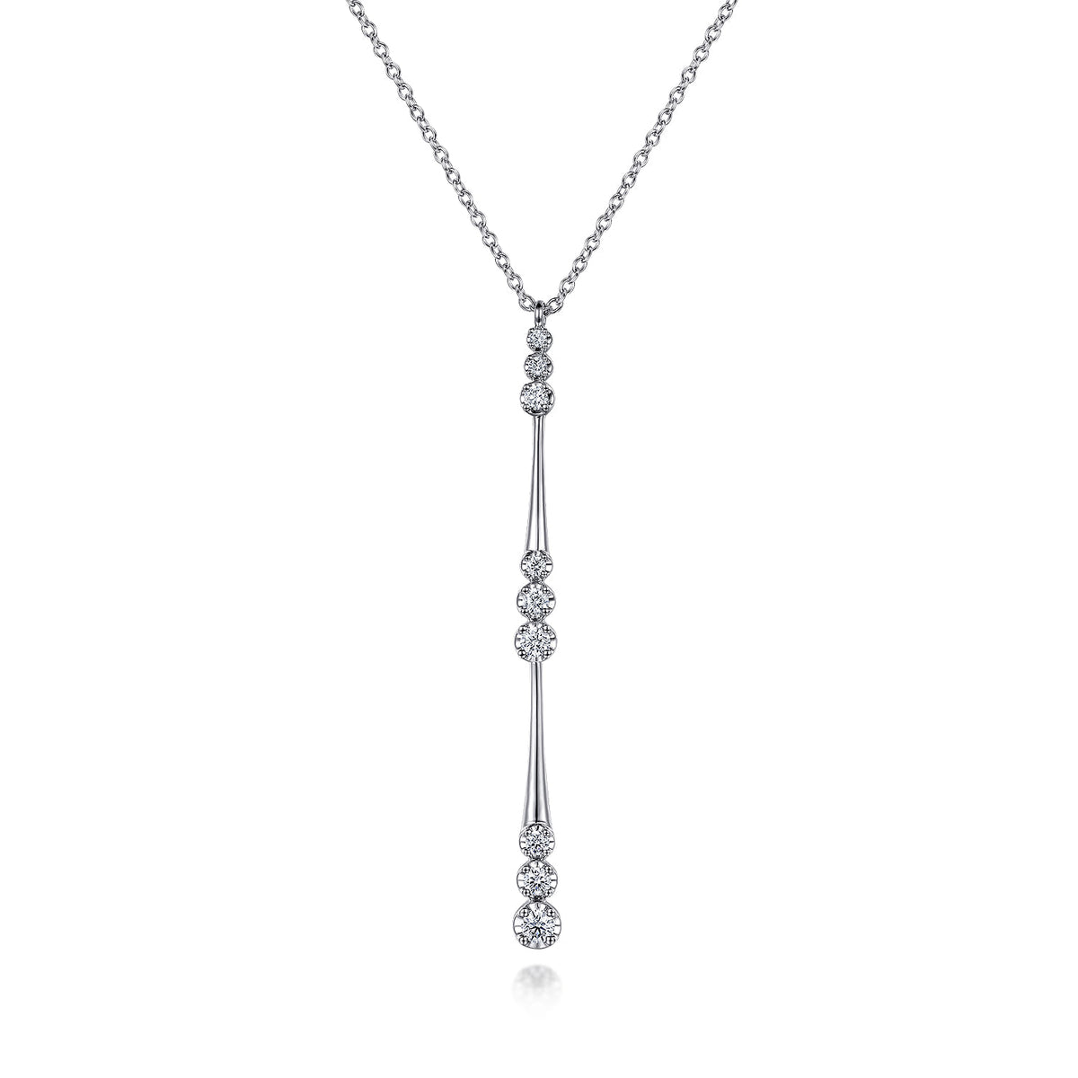 14K White Gold Graduated Diamond Station Drop Y Necklace — Gabriel & Co. NK7209W45JJ