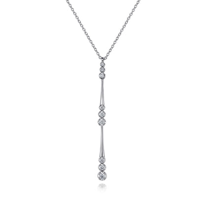 14K White Gold Graduated Diamond Station Drop Y Necklace — Gabriel & Co. NK7209W45JJ