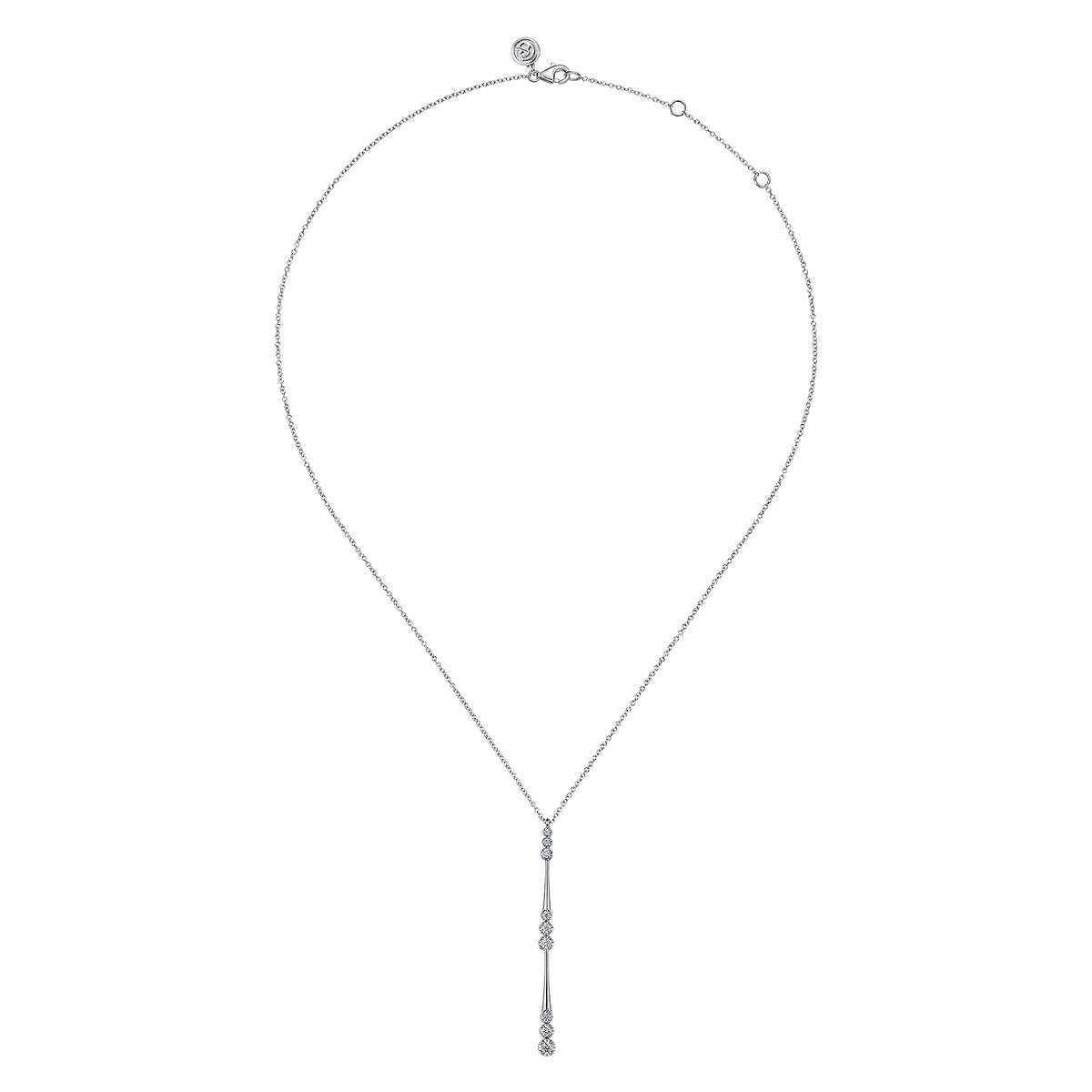 14K White Gold Graduated Diamond Station Drop Y Necklace — Gabriel & Co. NK7209W45JJ