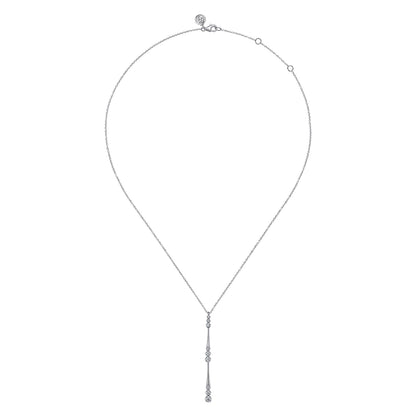 14K White Gold Graduated Diamond Station Drop Y Necklace — Gabriel & Co. NK7209W45JJ