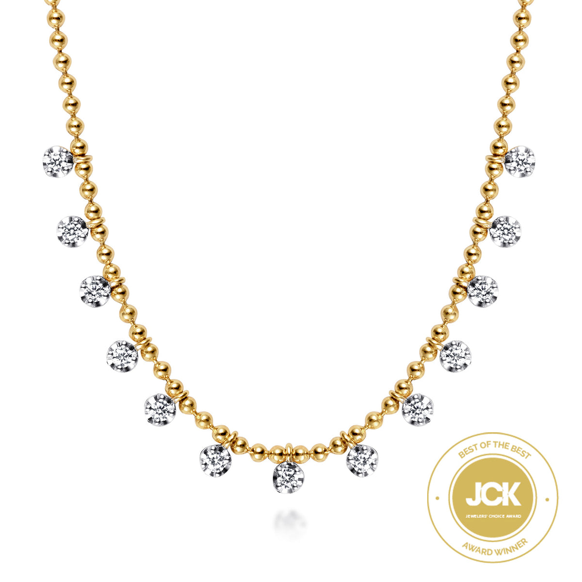 14K Yellow Gold Diamond Drop Necklace — Gabriel & Co. NK7233Y45JJ