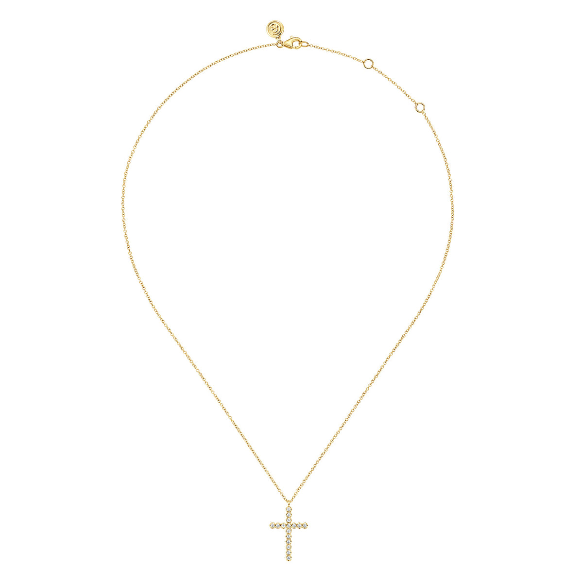 14K Yellow Gold Diamond Cross Pendant Necklace — Gabriel & Co. NK7240Y45JJ