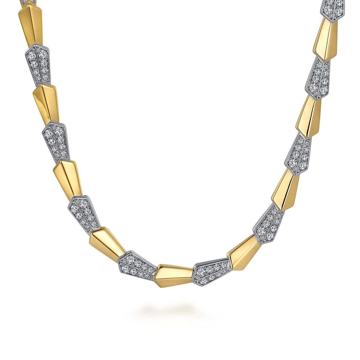 14K White & Yellow Diamond  Necklace — Gabriel & Co. NK7242M45JJ