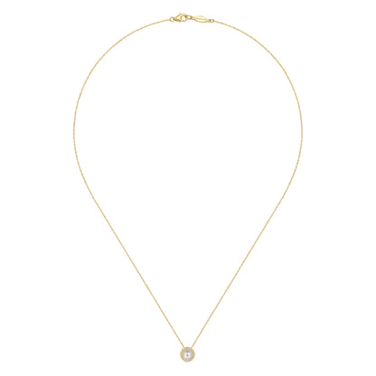 18 Inch 14K Yellow Gold Pearl and Diamond Halo Pendant Necklace — Gabriel & Co. NK7268Y45PL
