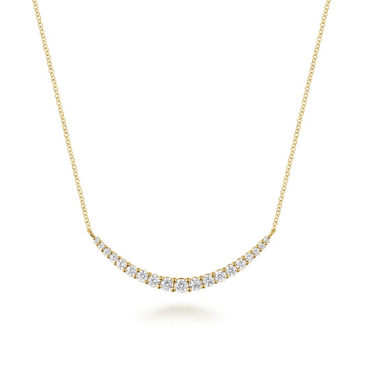 14K Yellow Gold Prong Set Diamond Bar Necklace — Gabriel & Co. NK7396Y45JJ