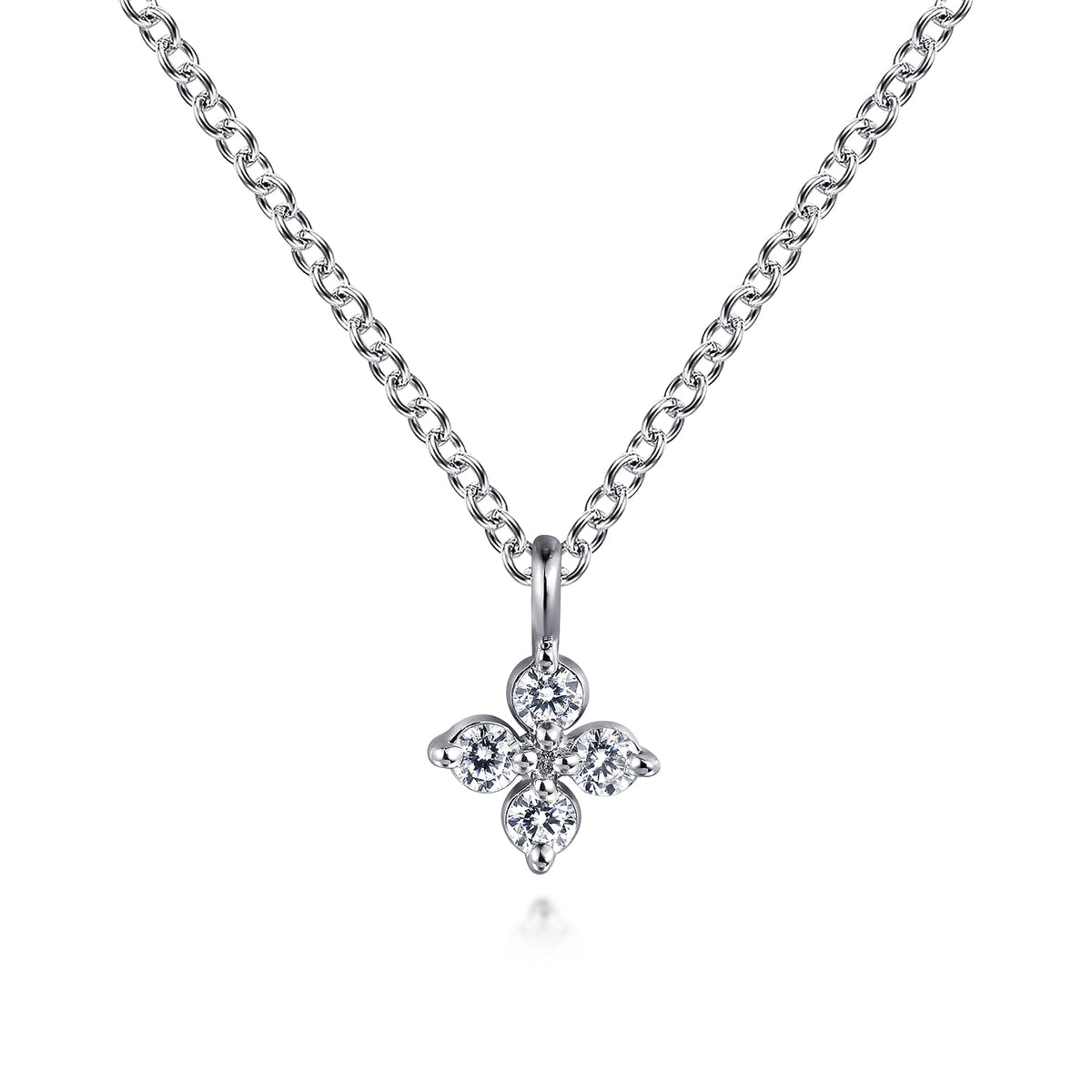 14K White Gold Diamond Necklace W/Flower Shape — Gabriel & Co. NK7429W45JJ