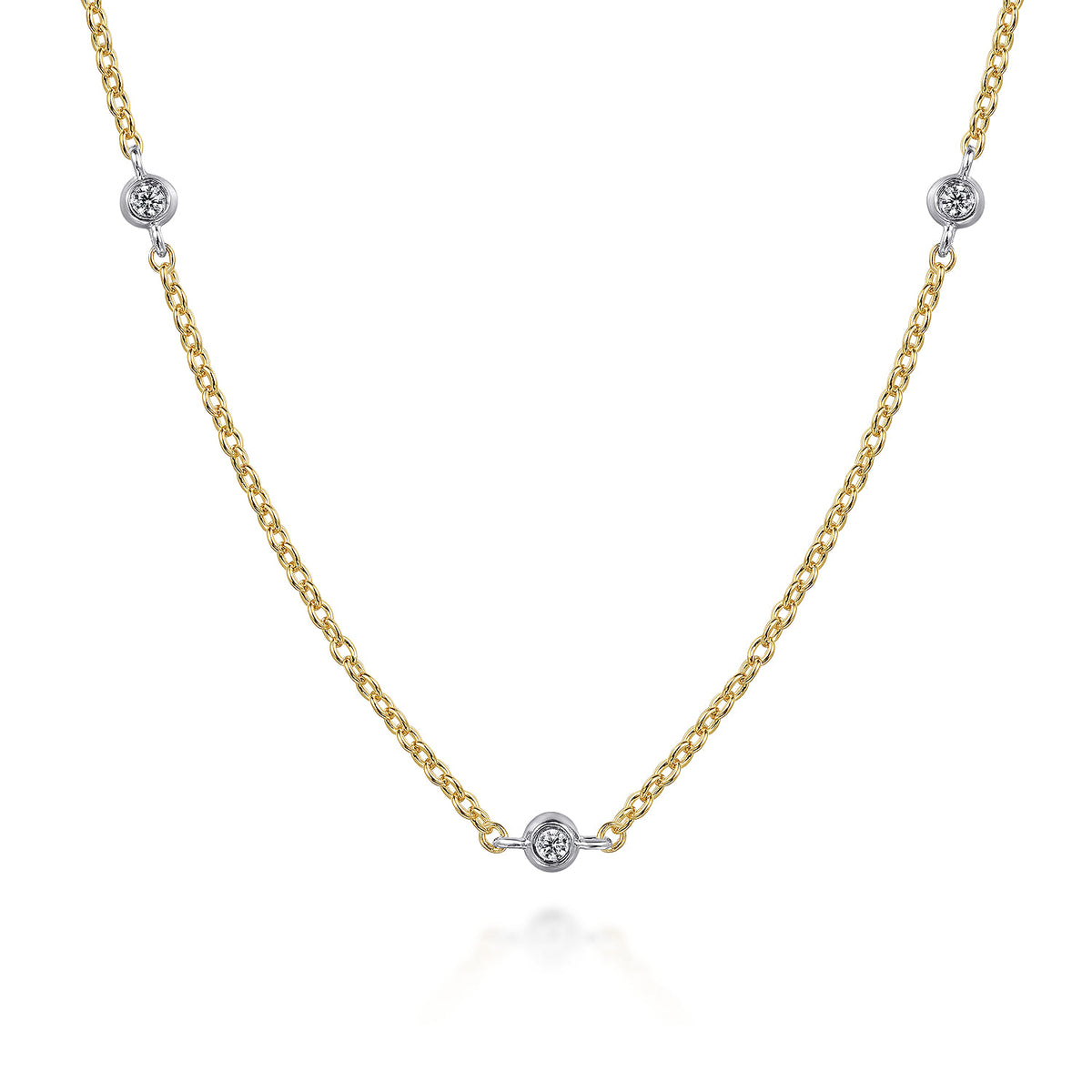 14K Yellow and White Gold Diamond Station Necklace — Gabriel & Co. NK7435M45JJ