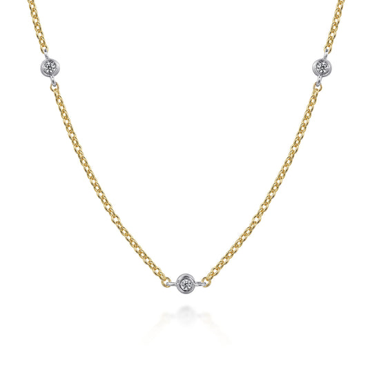 14K Yellow and White Gold Diamond Station Necklace — Gabriel & Co. NK7435M45JJ