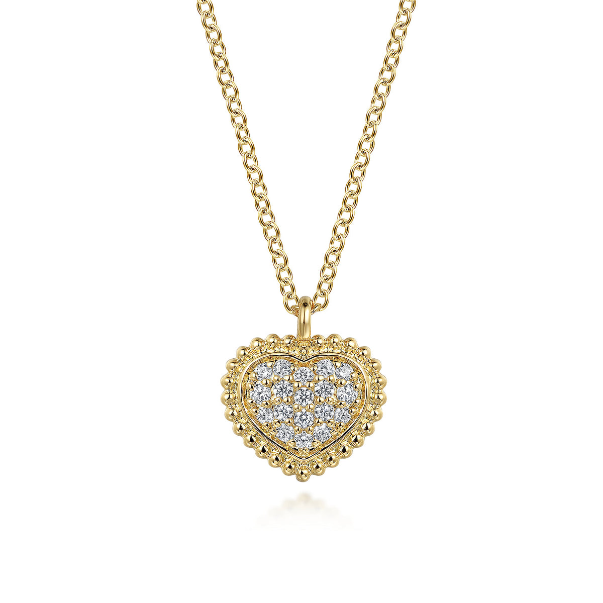 Pendant Necklace Heart 14K Yellow Gold Diamond 0.1ct Bujukan — Gabriel & Co. NK7440Y45JJ