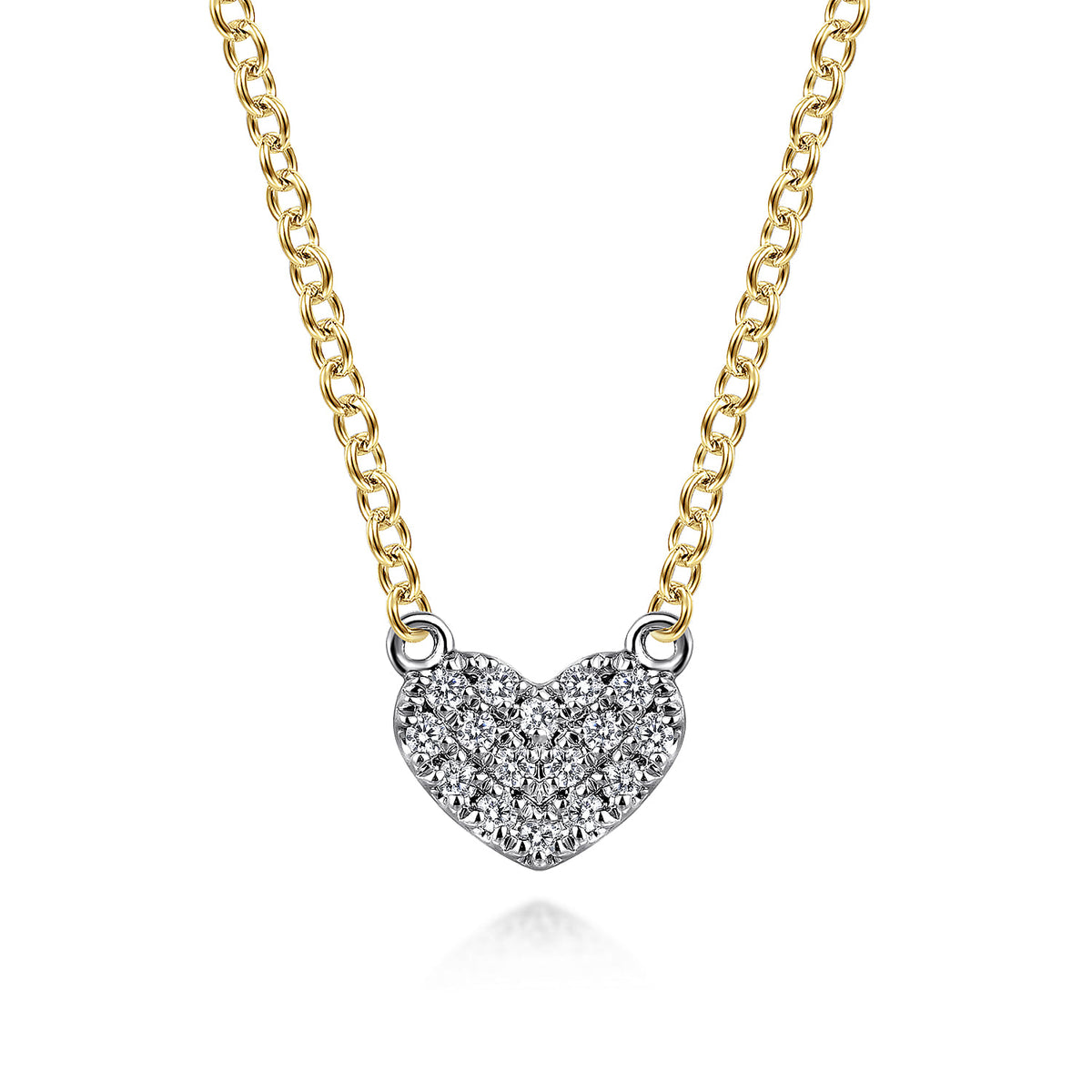14K White and Yellow Gold Diamond Heart Pendant Necklace — Gabriel & Co. NK7499M45JJ
