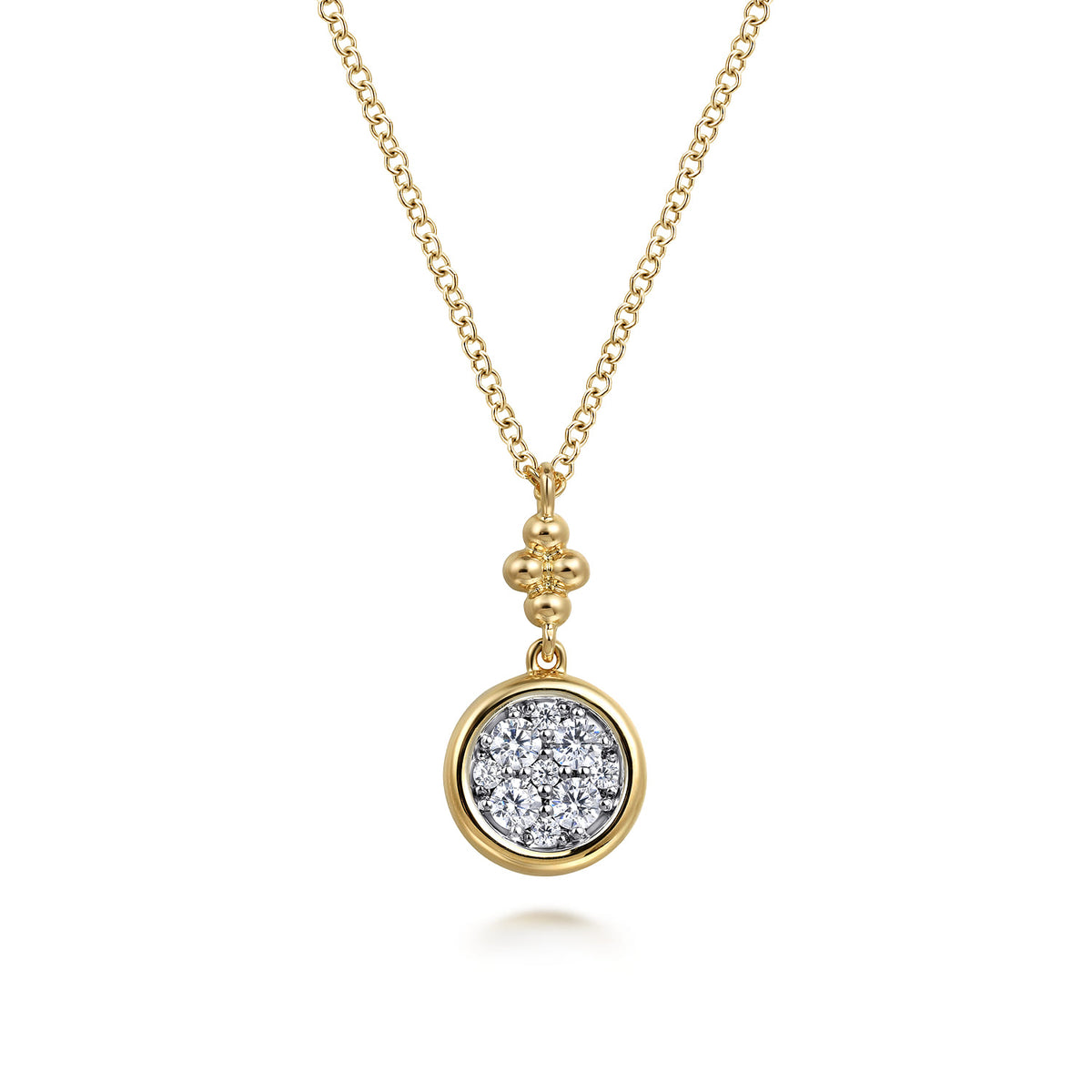14K White & Yellow Gold Diamond Drop Pendant Necklace-Bujukan — Gabriel & Co. NK7512M45JJ