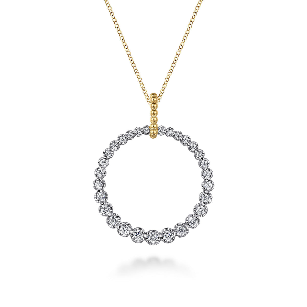 14K White and Yellow Gold Diamond Bujukan 30mm Drop Necklace — Gabriel & Co. NK7519M45JJ