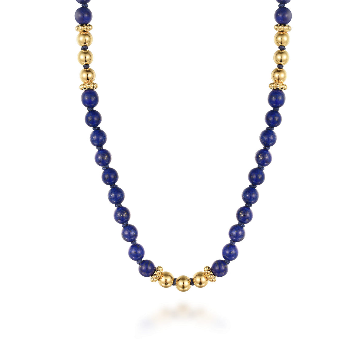 14K Yellow Gold Lapis Beads Necklace — Gabriel & Co. NK7525Y4JLP