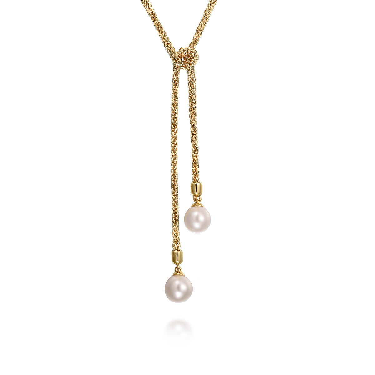 14K Yellow Gold Pearl Wrap Around and Tie Necklace — Gabriel & Co. NK7527-42Y4JPL