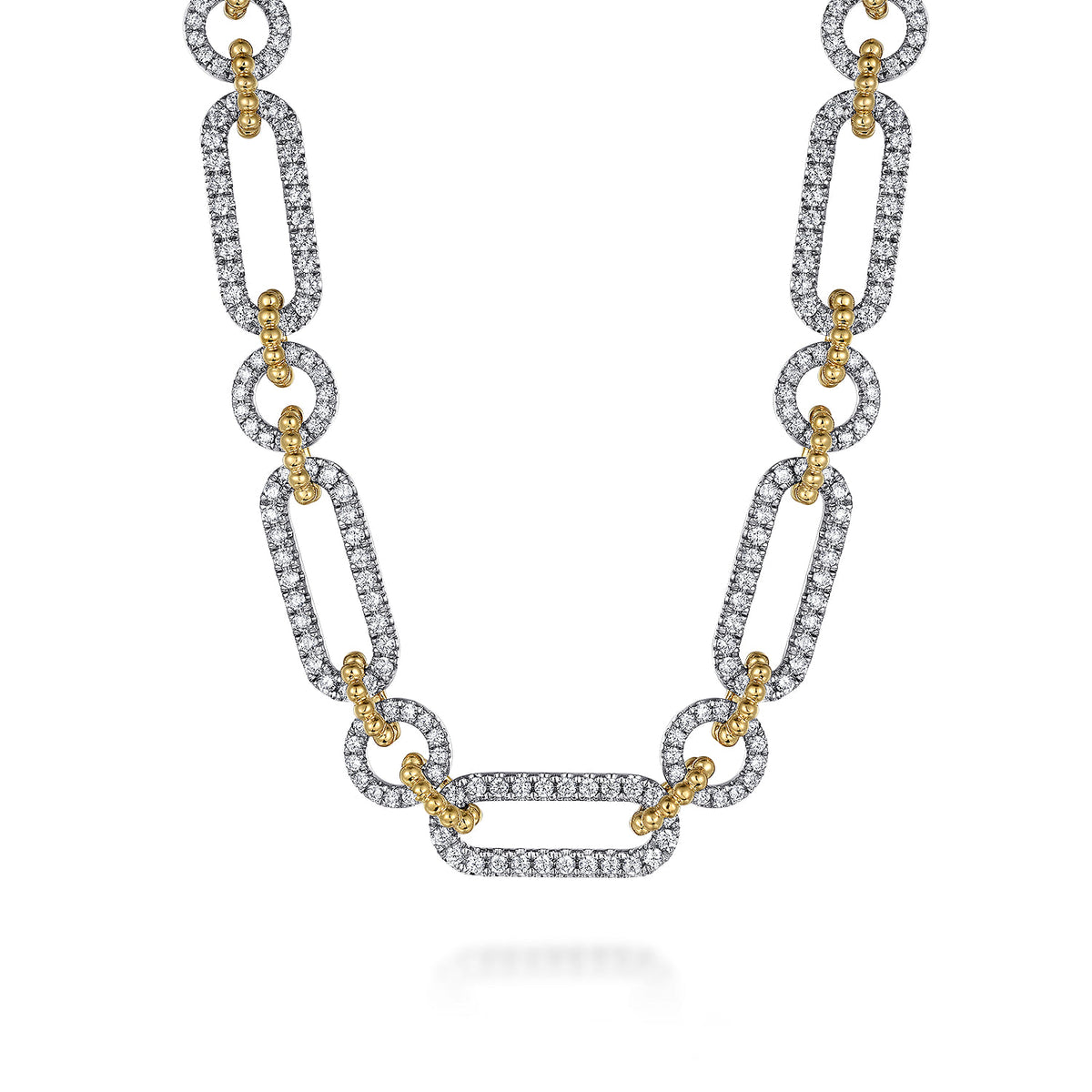 14K Yellow-White Chain Pave Link Necklace — Gabriel & Co. NK7530M45JJ
