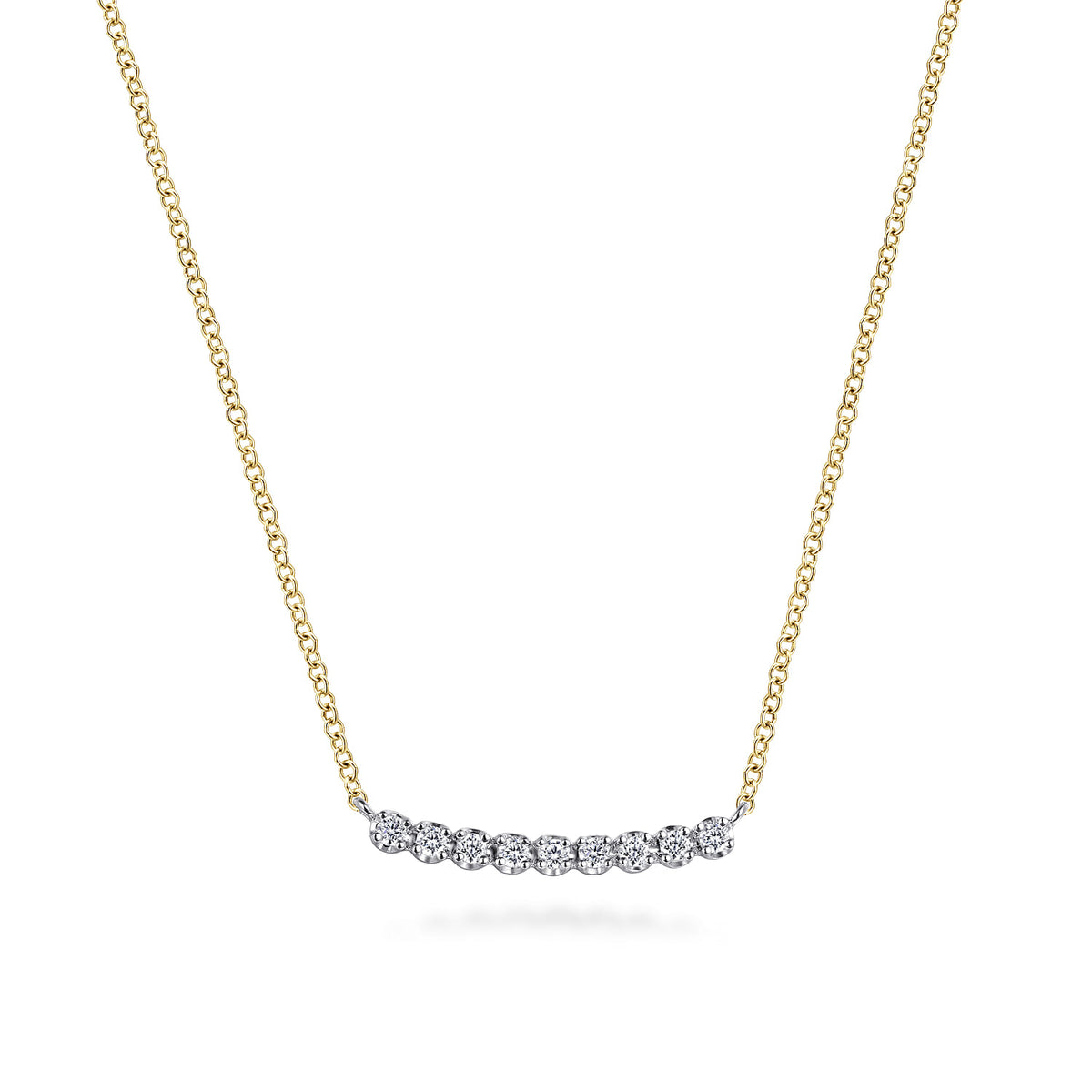 Bar Necklace Straight 14K White and Yellow Gold White Sapphire — Gabriel & Co. NK7551M4JWS