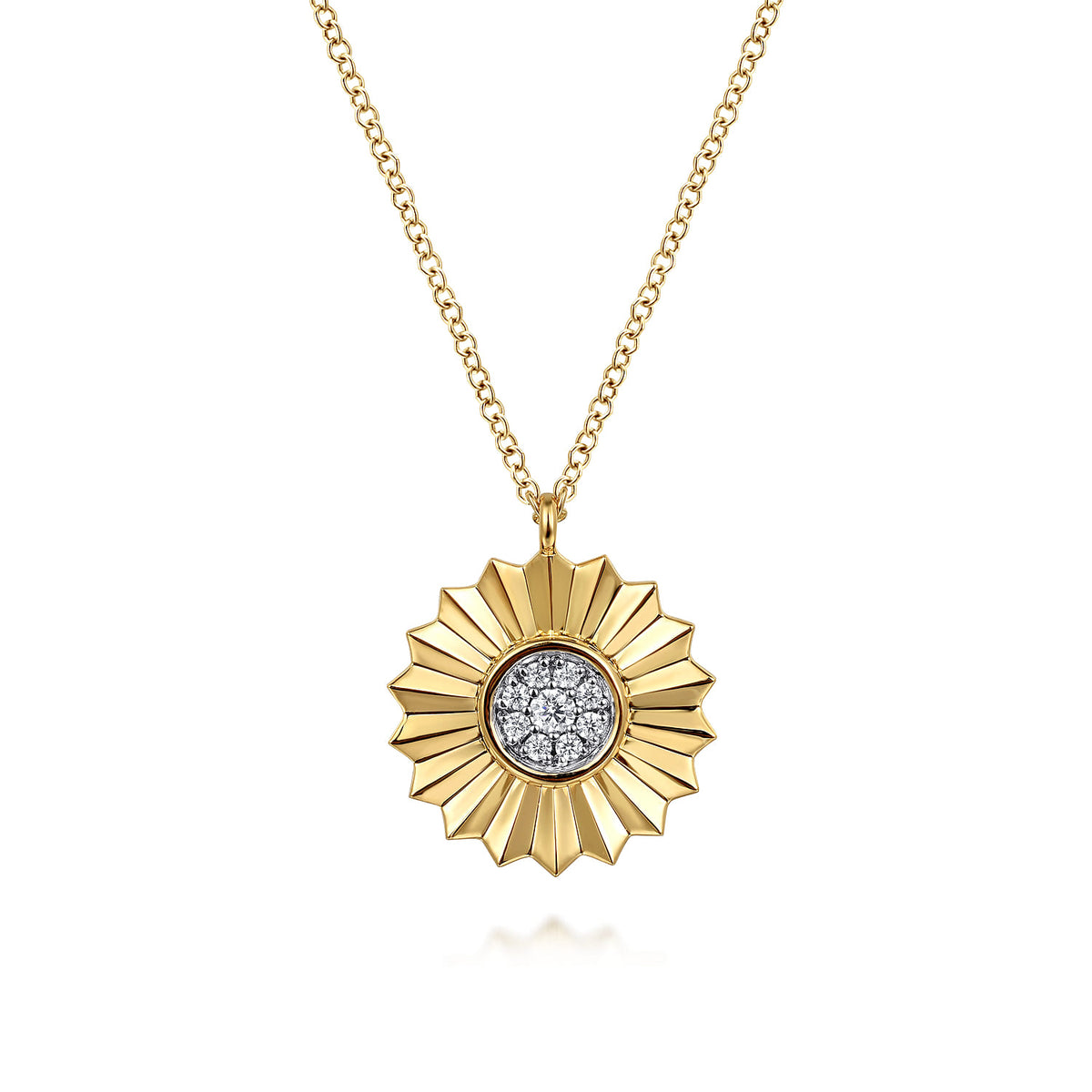 14K White and Yellow Gold Diamond Cut Pendant Necklace — Gabriel & Co. NK7558M45JJ