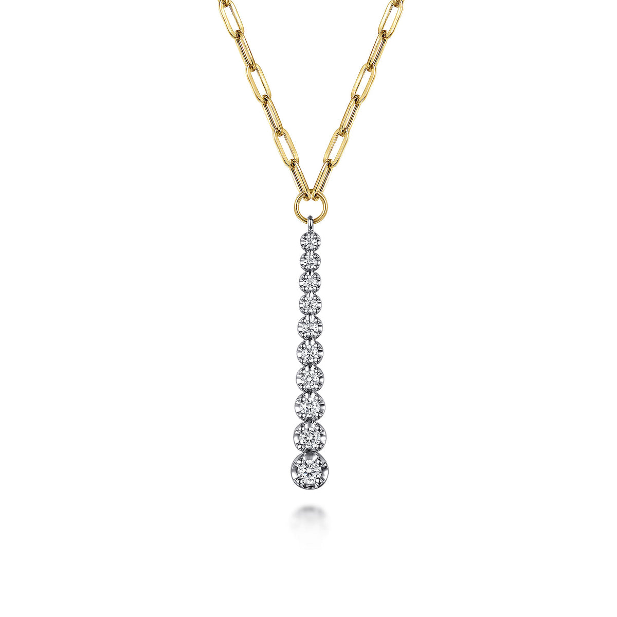 14K White and Yellow Gold Diamond Vertical Bar Link Necklace — Gabriel & Co. NK7561M45JJ