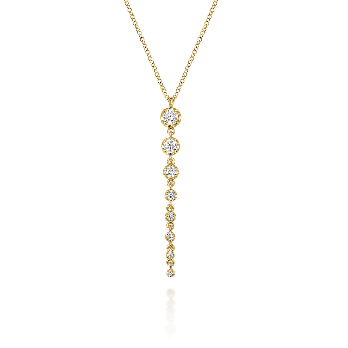 14K Yellow Gold Graduating Vertical Diamond Bar Necklace — Gabriel & Co. NK7579Y45JJ
