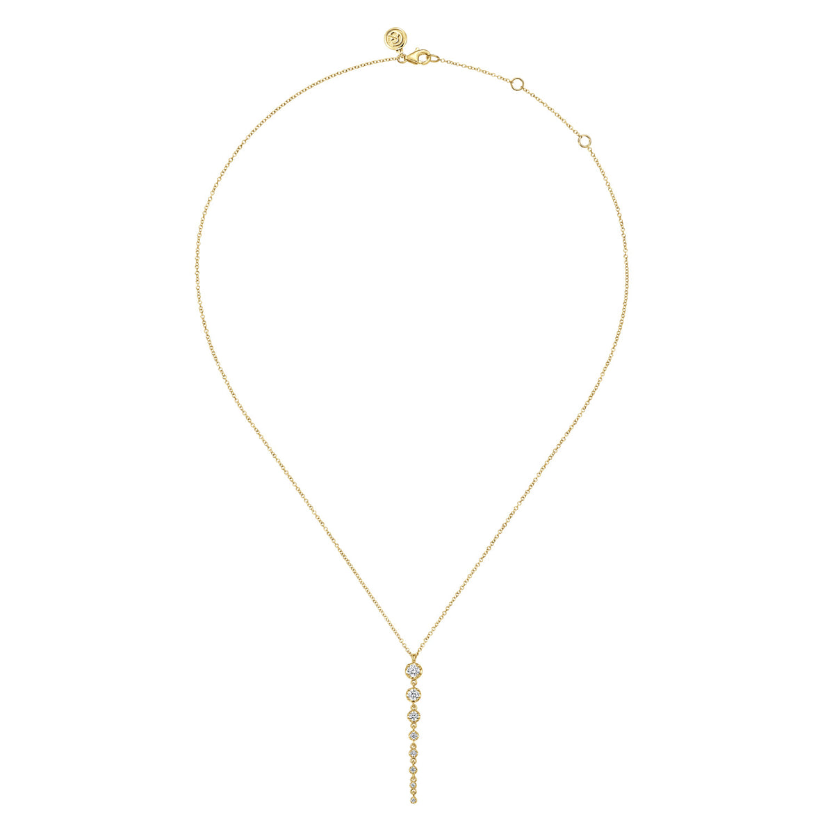 14K Yellow Gold Graduating Vertical Diamond Bar Necklace — Gabriel & Co. NK7579Y45JJ