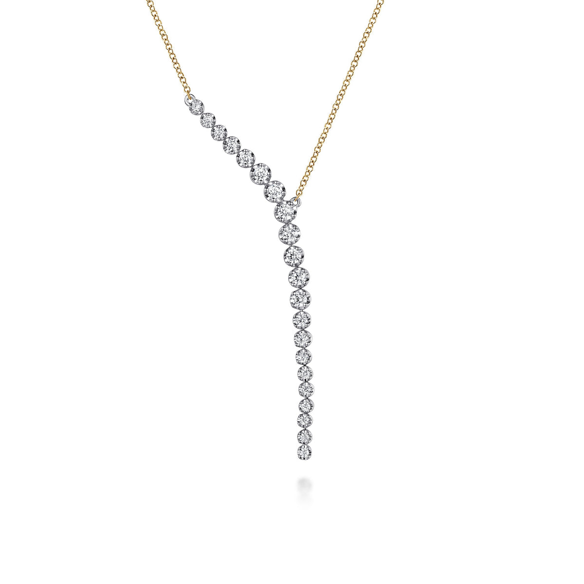 14K White and Yellow Gold Diamond Y Knots Necklace — Gabriel & Co. NK7580M45JJ