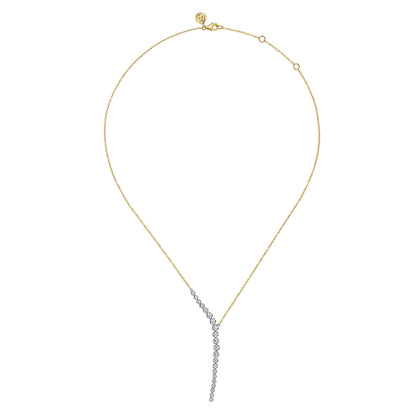 14K White and Yellow Gold Diamond Y Knots Necklace — Gabriel & Co. NK7580M45JJ