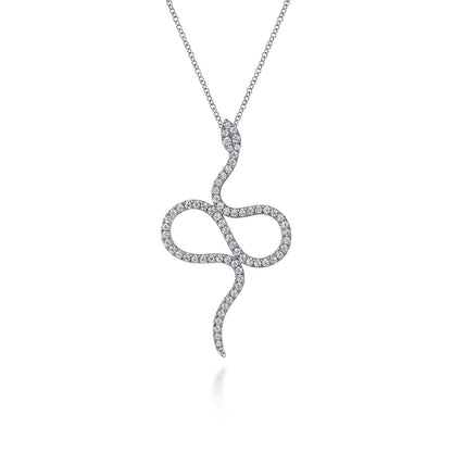 14K White Gold Diamond Snake Pendant Necklace — Gabriel & Co. NK7587W45JJ
