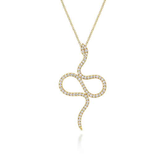 14K Yellow Gold Diamond Snake Pendant Necklace — Gabriel & Co. NK7587Y45JJ