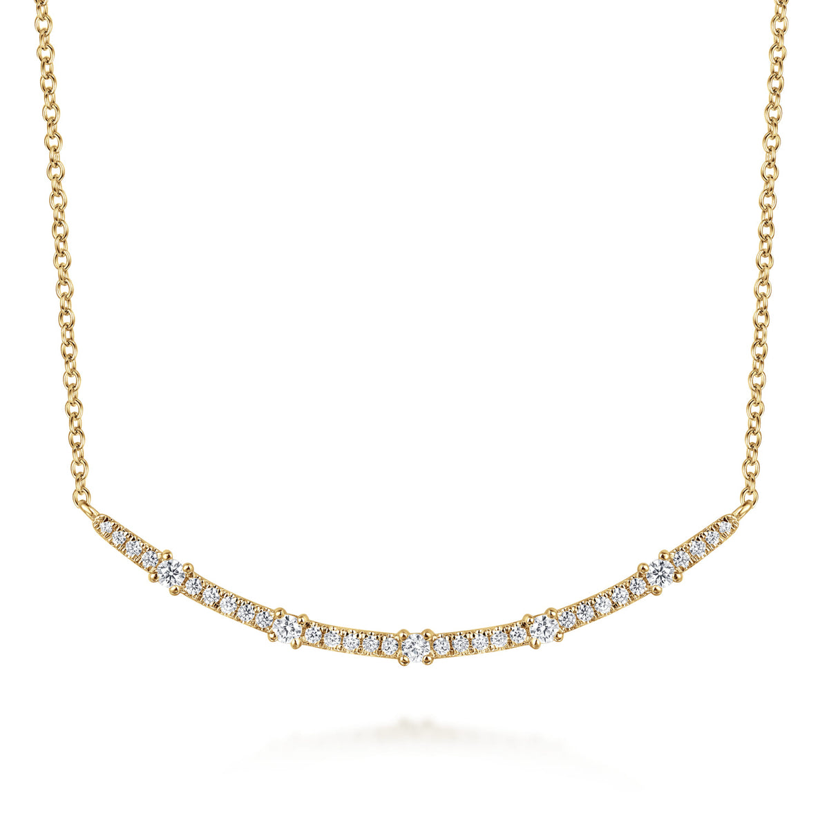 14K Yellow Gold Diamond Bar Necklace — Gabriel & Co. NK7592Y45JJ
