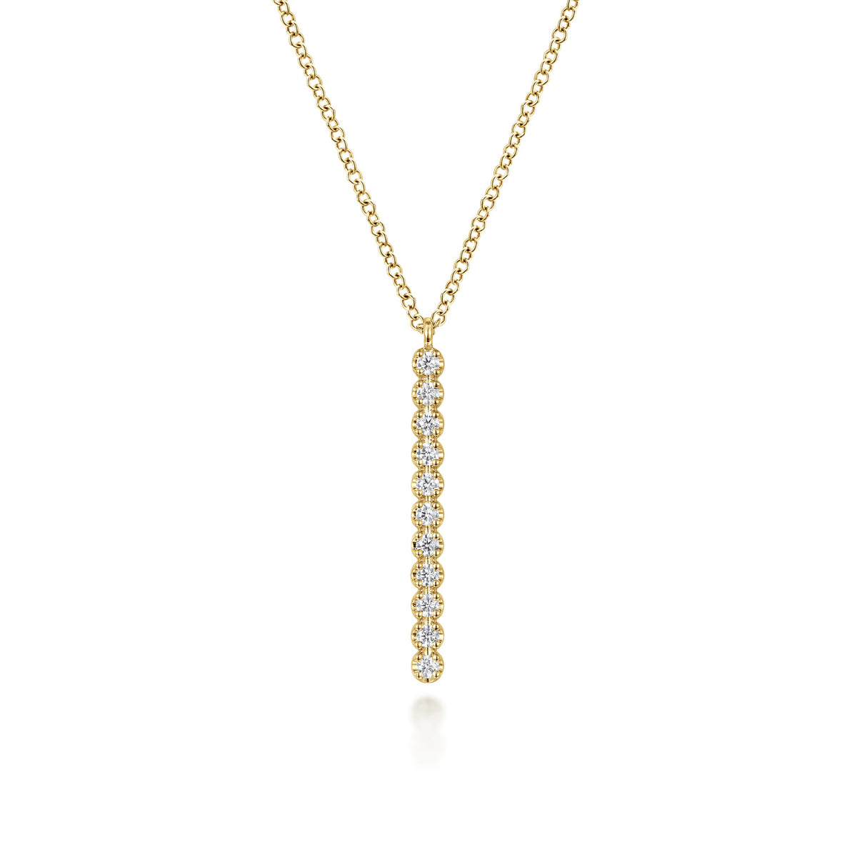 14K Yellow Gold Diamond Vertical Bar Y Pendant Necklace — Gabriel & Co. NK7593Y45JJ