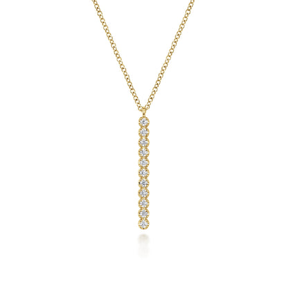 14K Yellow Gold Diamond Vertical Bar Y Pendant Necklace — Gabriel & Co. NK7593Y45JJ