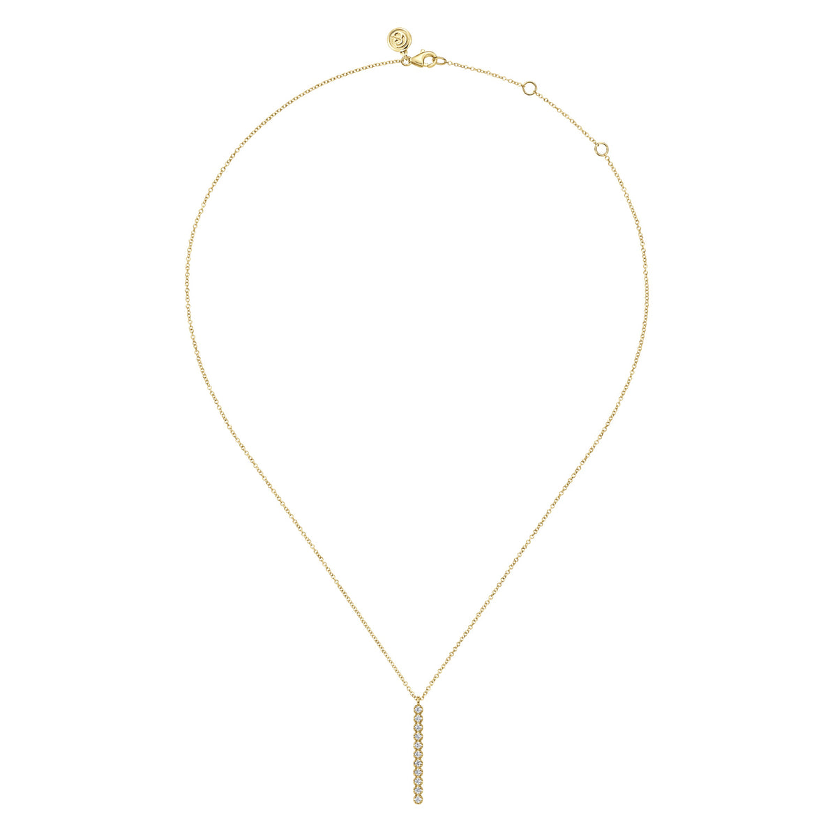 14K Yellow Gold Diamond Vertical Bar Y Pendant Necklace — Gabriel & Co. NK7593Y45JJ