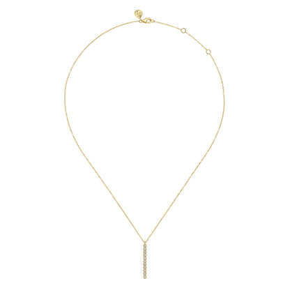 14K Yellow Gold Diamond Vertical Bar Y Pendant Necklace — Gabriel & Co. NK7593Y45JJ