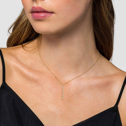 14K Yellow Gold Diamond Vertical Bar Y Pendant Necklace — Gabriel & Co. NK7593Y45JJ