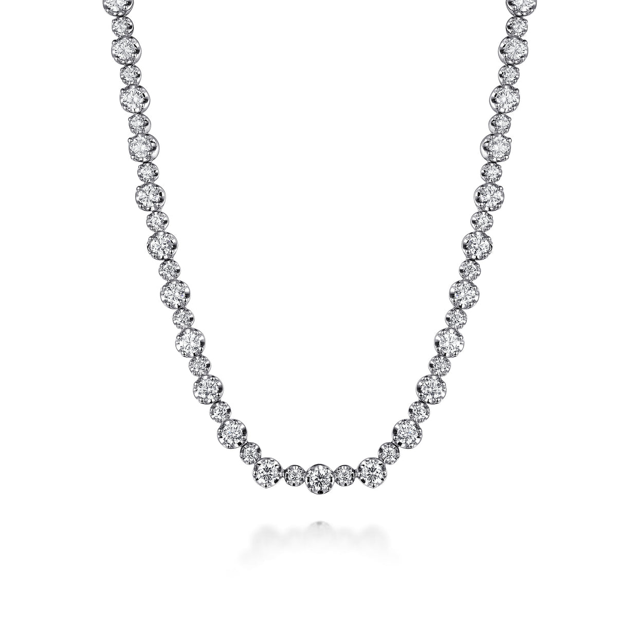 14K White Gold Diamond Tennis Necklace — Gabriel & Co. NK7594W45JJ