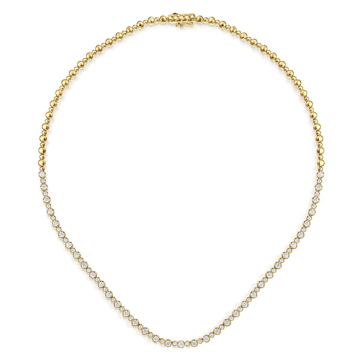 14K Yellow Gold Diamond Tennis Necklace — Gabriel & Co. NK7594Y45JJ