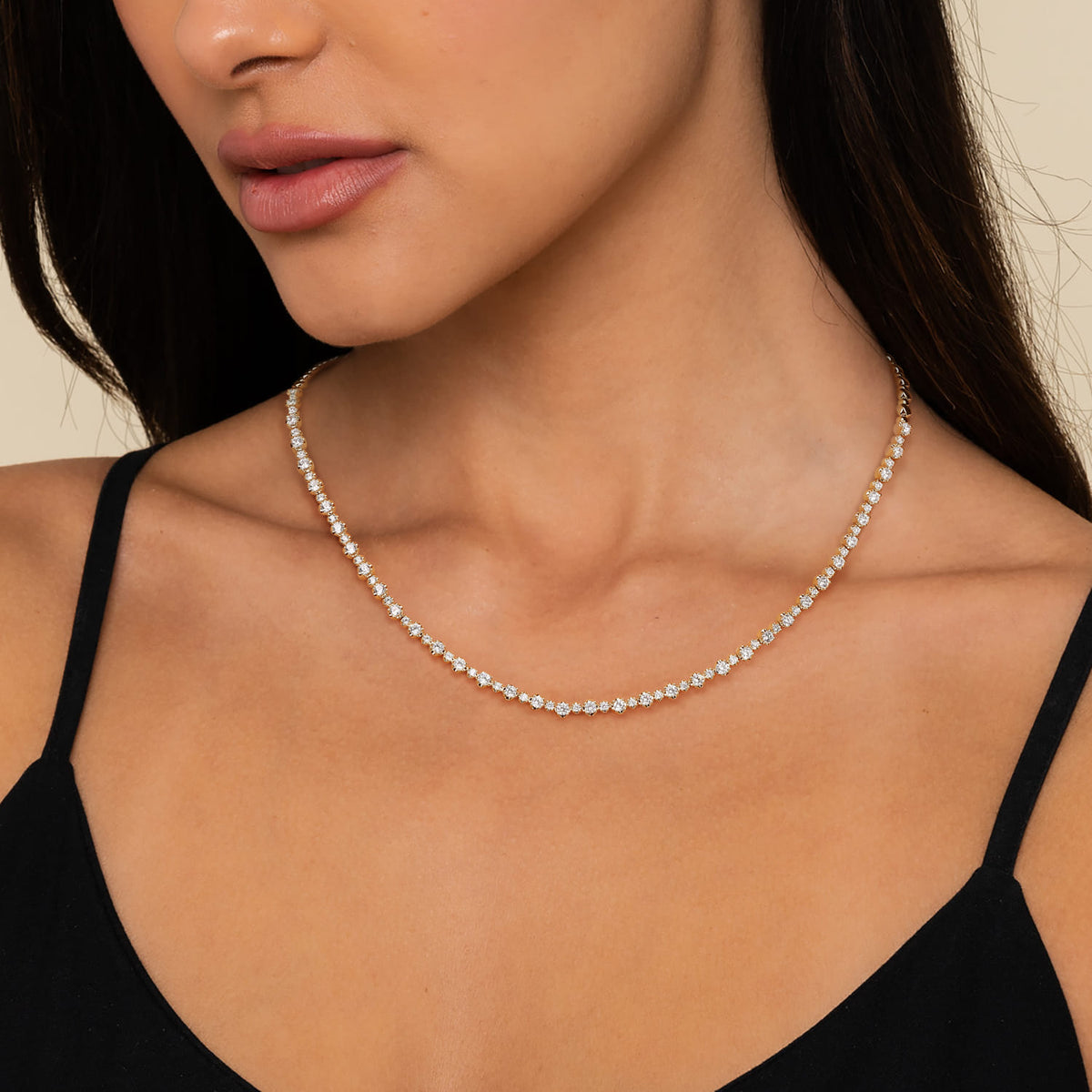 14K Yellow Gold Diamond Tennis Necklace — Gabriel & Co. NK7594Y45JJ