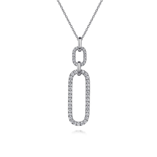 14K White Gold Diamond Link Chain Drop Pendant Necklace — Gabriel & Co. NK7595W45JJ