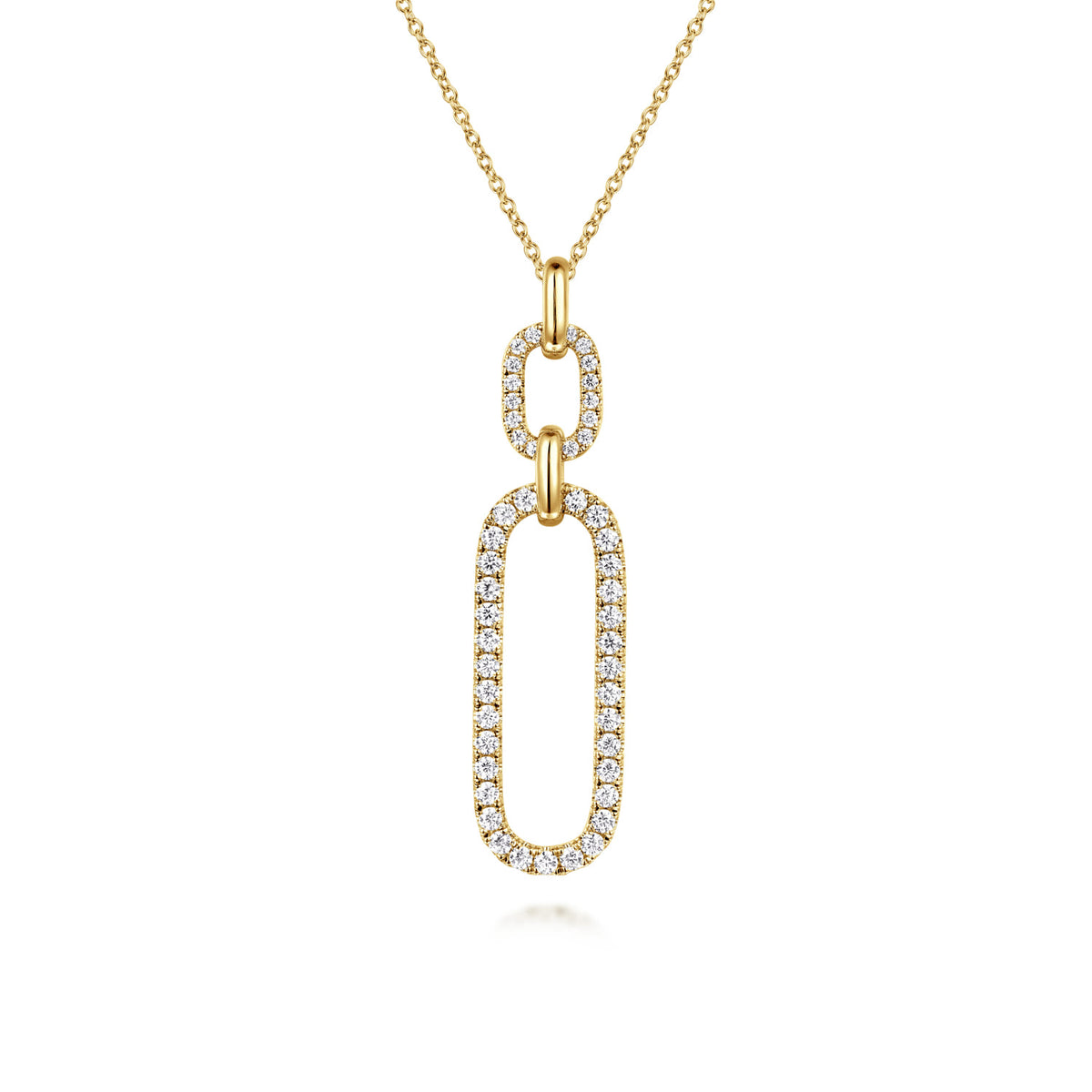 14K Yellow Gold Diamond Link Chain Drop Pendant Necklace — Gabriel & Co. NK7595Y45JJ