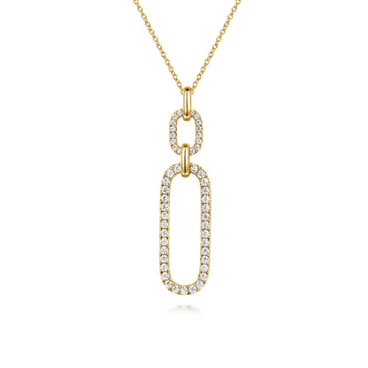 14K Yellow Gold Diamond Link Chain Drop Pendant Necklace — Gabriel & Co. NK7595Y45JJ