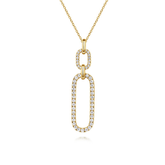 14K Yellow Gold Diamond Link Chain Drop Pendant Necklace — Gabriel & Co. NK7595Y45JJ
