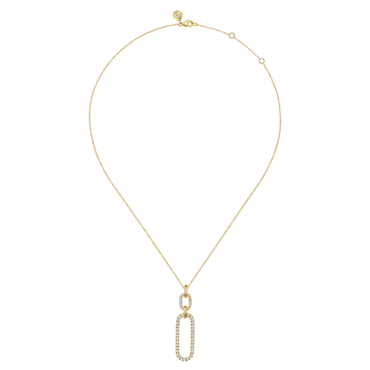 14K Yellow Gold Diamond Link Chain Drop Pendant Necklace — Gabriel & Co. NK7595Y45JJ