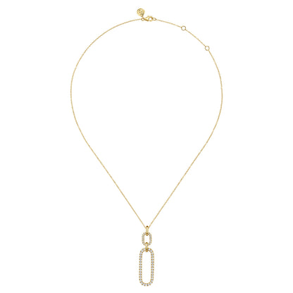 14K Yellow Gold Diamond Link Chain Drop Pendant Necklace — Gabriel & Co. NK7595Y45JJ