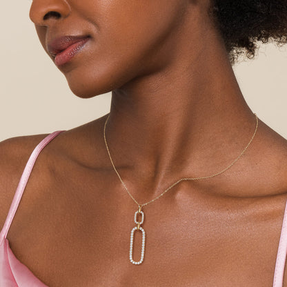 14K Yellow Gold Diamond Link Chain Drop Pendant Necklace — Gabriel & Co. NK7595Y45JJ