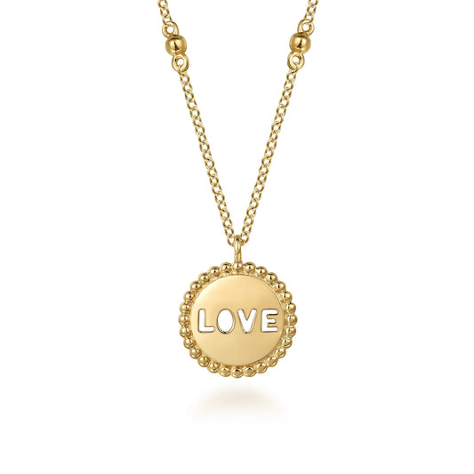 14K Yellow Plain Gold Bujukan Love Medallion Necklace — Gabriel & Co. NK7639Y4JJJ