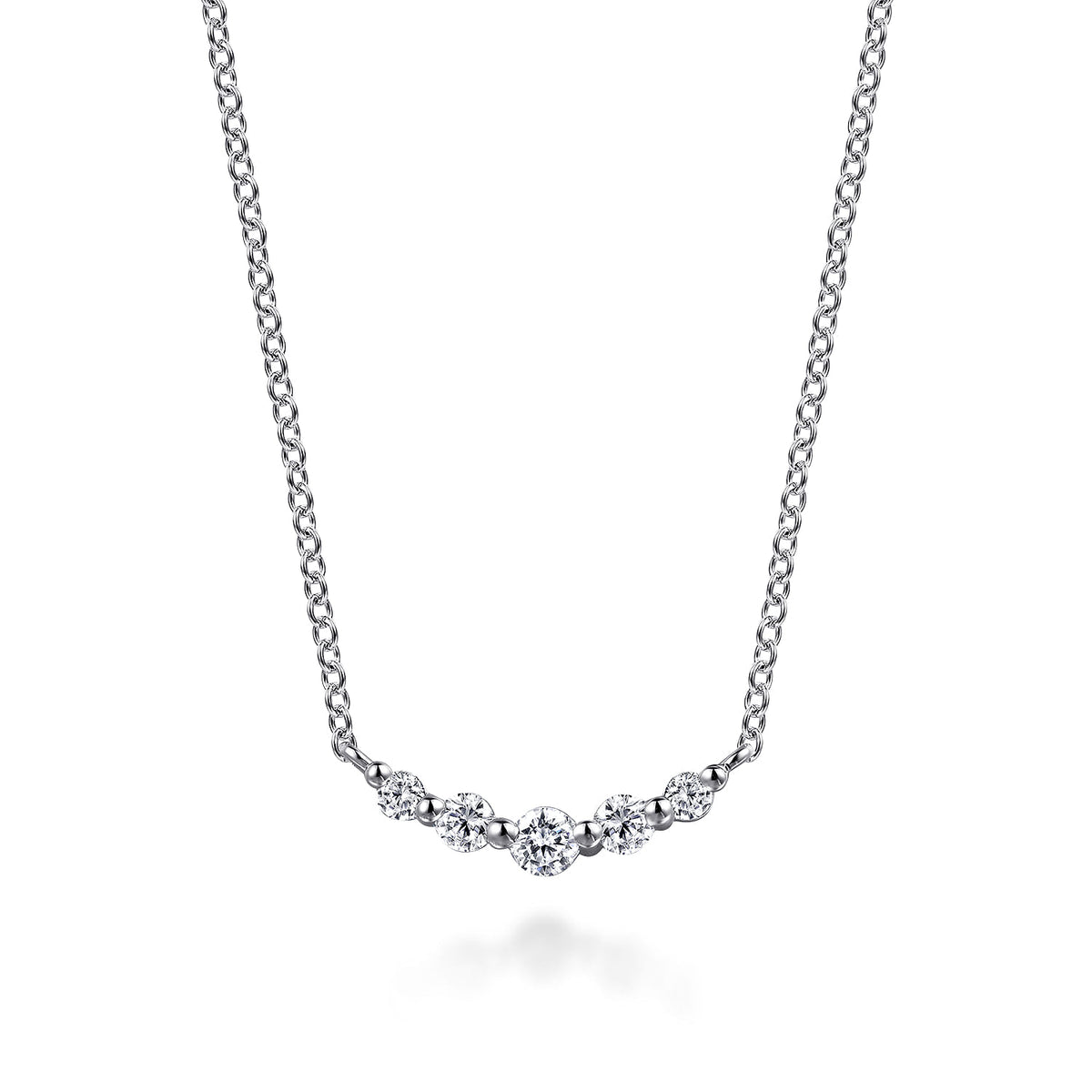 Bar Necklace Curved 14K White Gold White Sapphire — Gabriel & Co. NK7665W4JWS